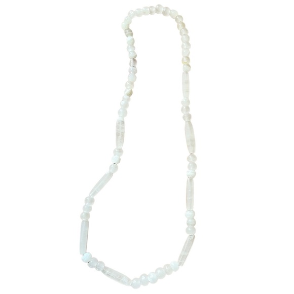 Vintage Carved Clear Quartz Beaded Necklace - Picture 1 of 4